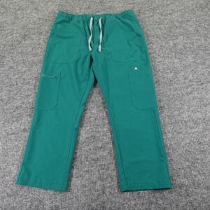 Figs Scrub Pants Mens Large Green Cairo Cargo‎ Pockets Zip Medical Inseam 25''